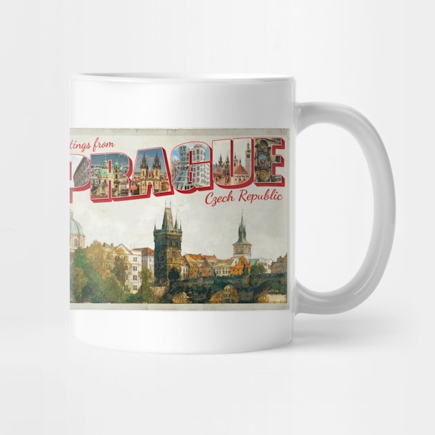 Greetings from Prague in Czech Republic Vintage style retro souvenir by DesignerPropo